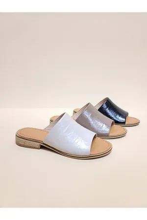 Faux Leather Slide Sandals