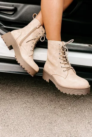 Fearless Leader Chunky Faux Leather Combat Boot (Natural)