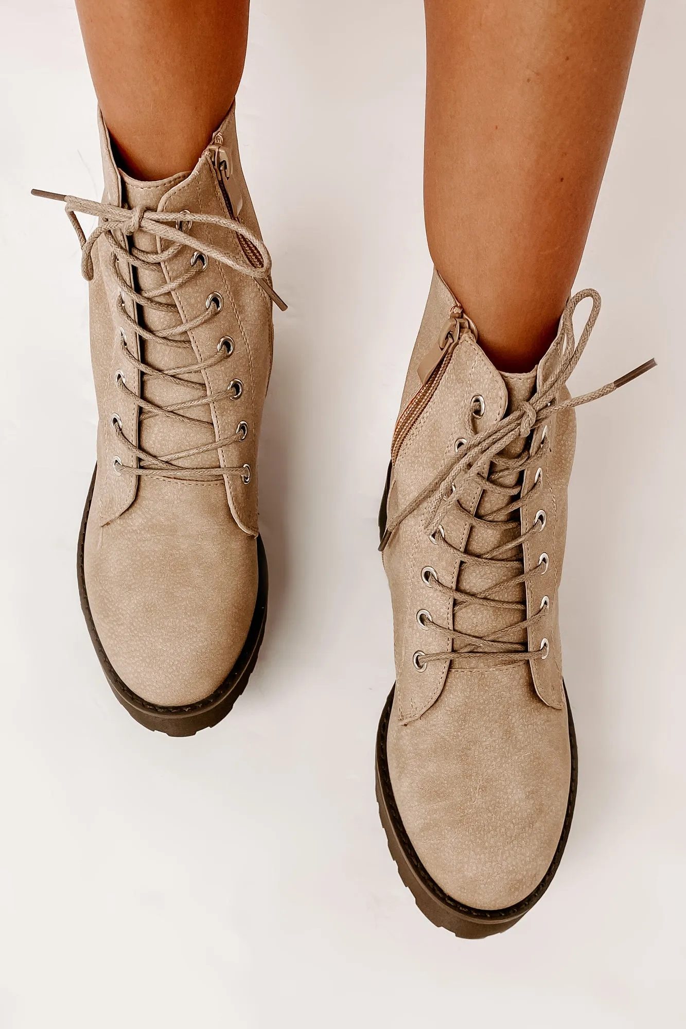 Fearless Leader Chunky Faux Leather Combat Boot (Natural)