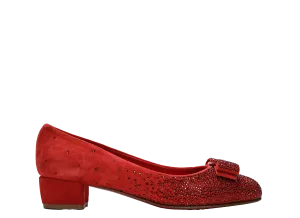 Ferragamo Women's Red Suede Crystal Shoe Vara 3.0cm 0761507 - 50% OFF