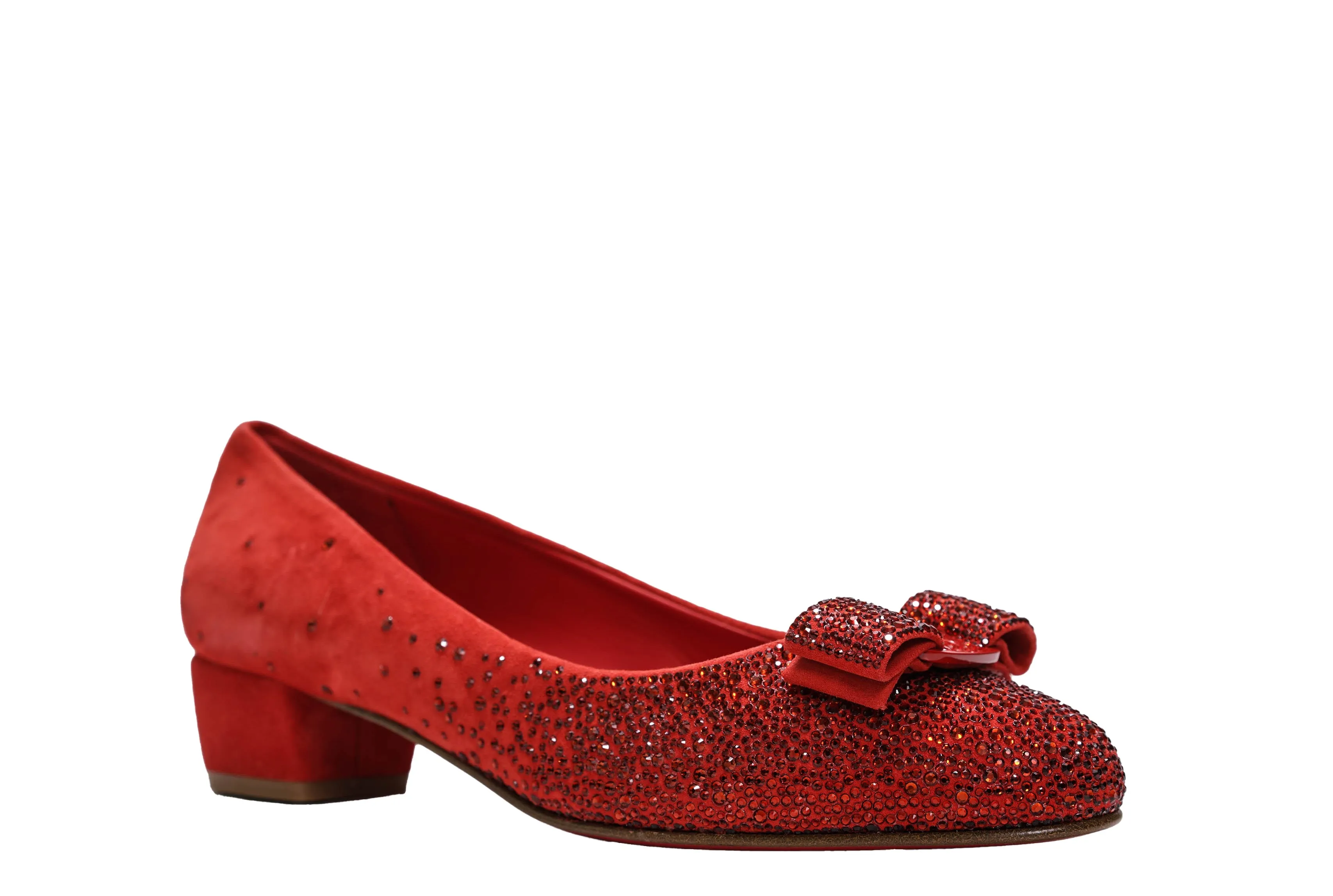 Ferragamo Women's Red Suede Crystal Shoe Vara 3.0cm 0761507 - 50% OFF