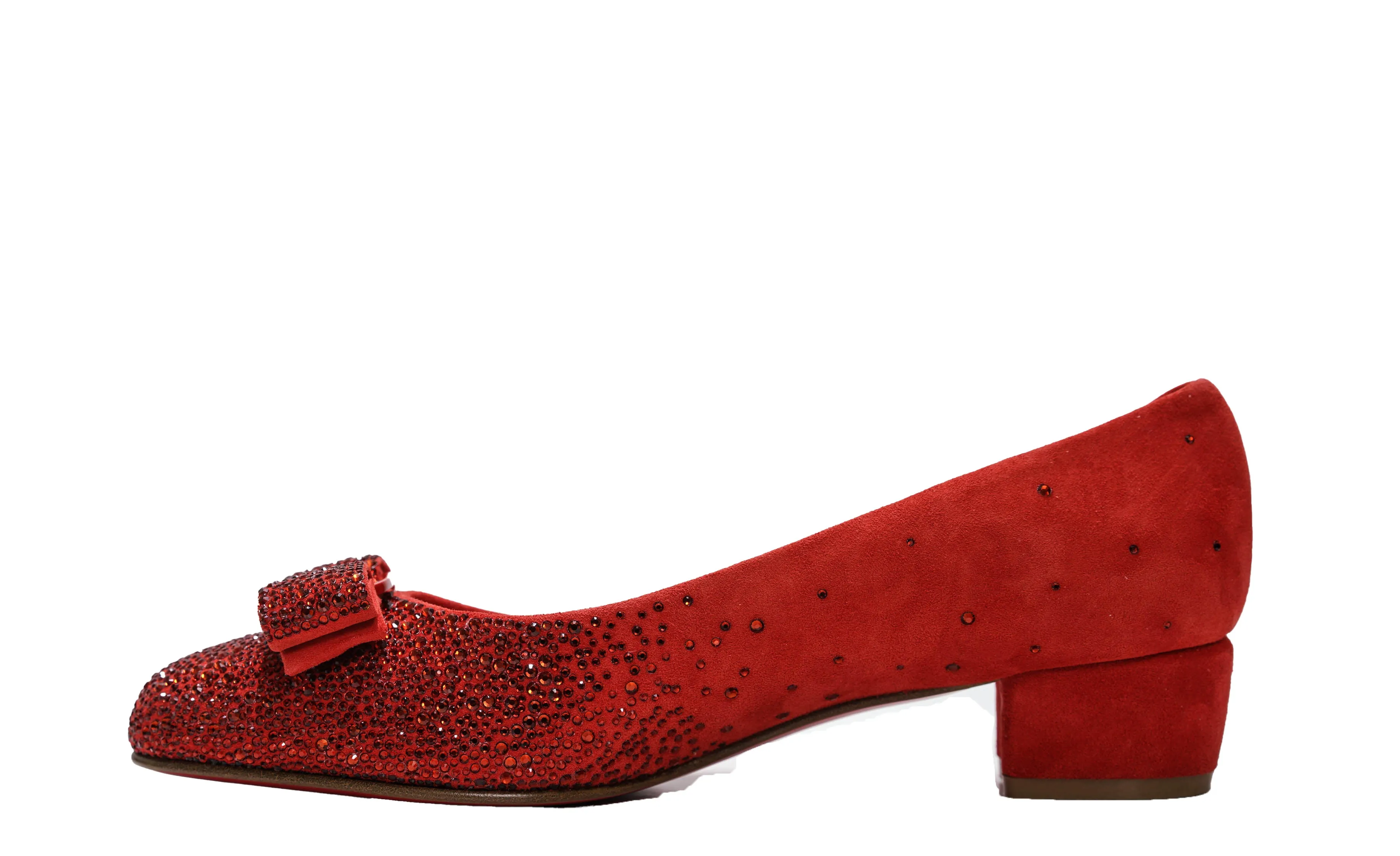 Ferragamo Women's Red Suede Crystal Shoe Vara 3.0cm 0761507 - 50% OFF