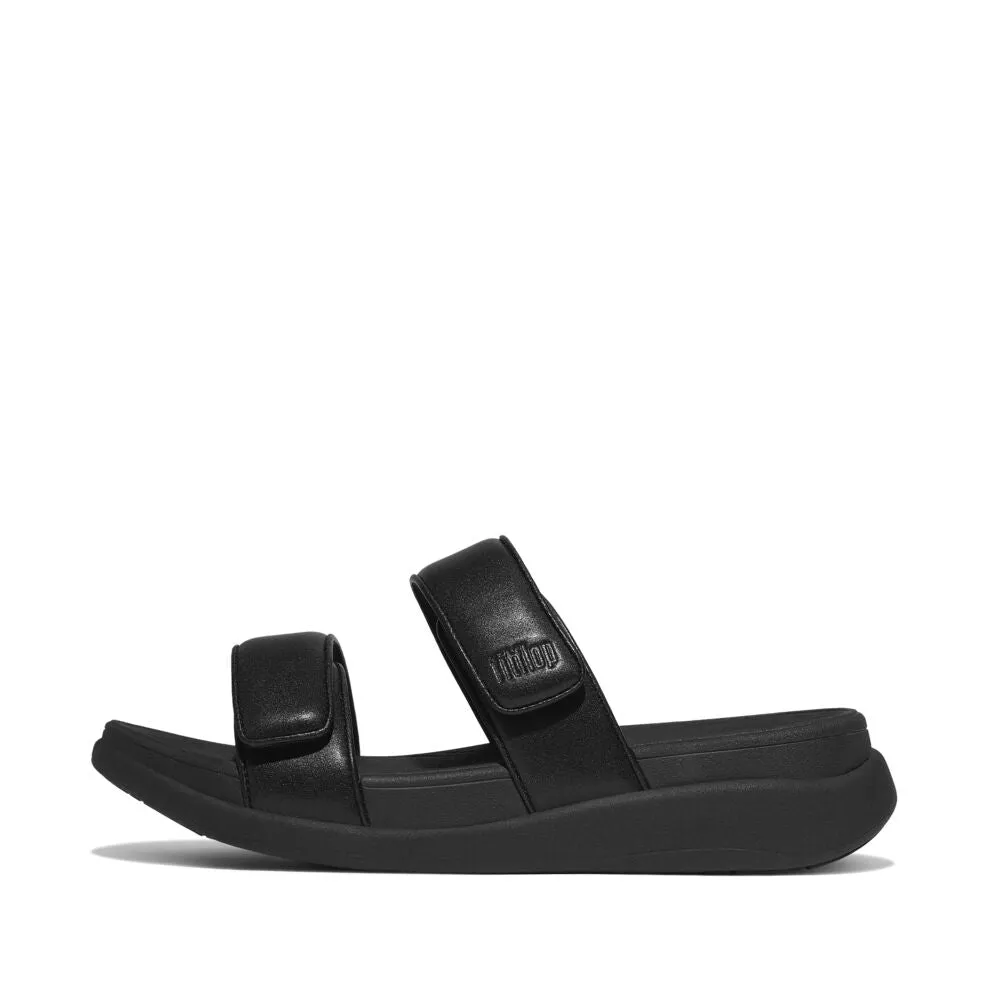 FitFlop F-Mode Go Adjustable Flatform Two Bar Slide Sandals - All Black
