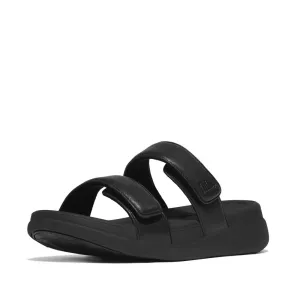 FitFlop F-Mode Go Adjustable Flatform Two Bar Slide Sandals - All Black