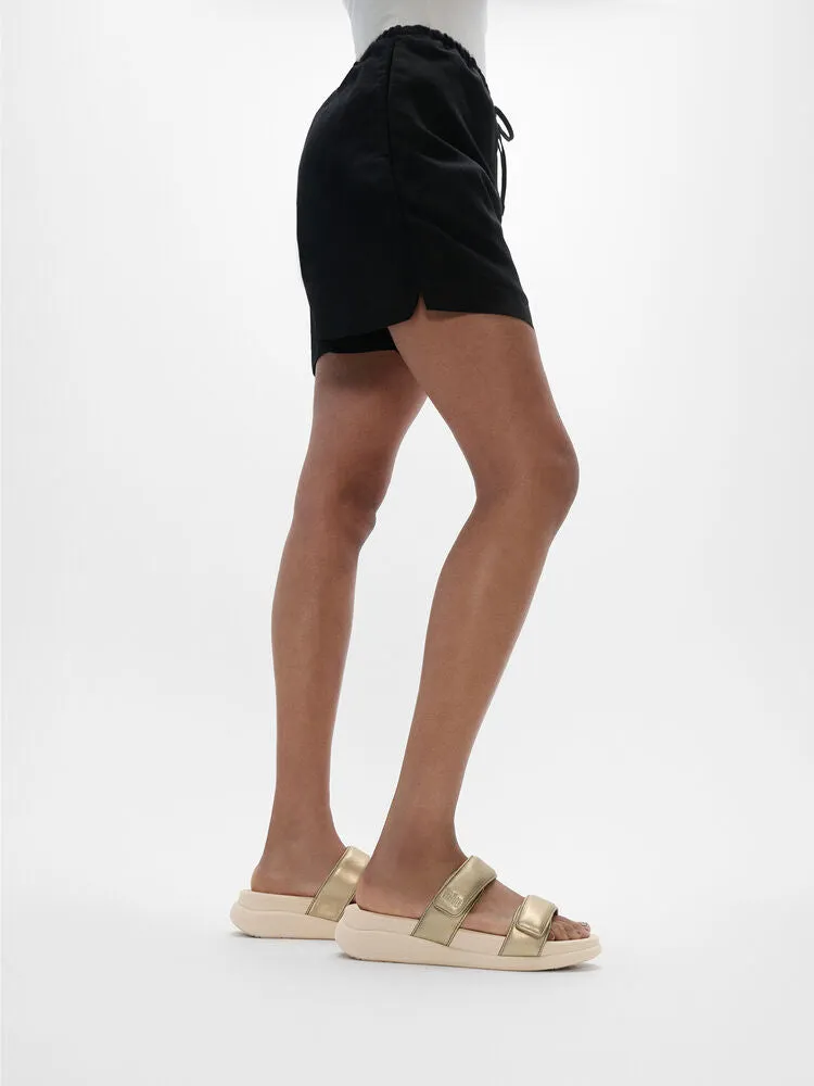 FitFlop F-Mode Go Adjustable Flatform Two Bar Slide Sandals - Platino