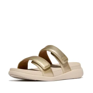 FitFlop F-Mode Go Adjustable Flatform Two Bar Slide Sandals - Platino