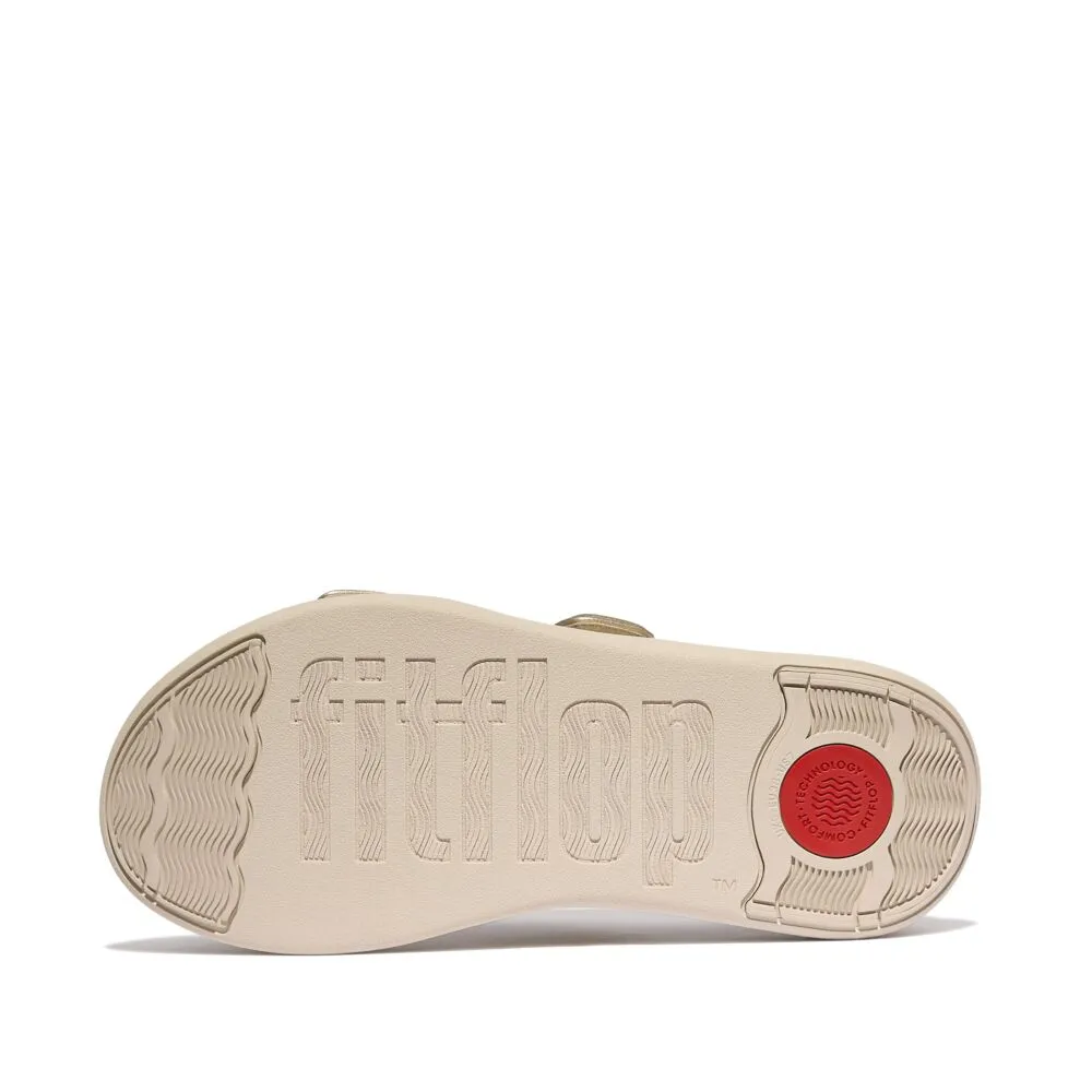 FitFlop F-Mode Go Adjustable Flatform Two Bar Slide Sandals - Platino