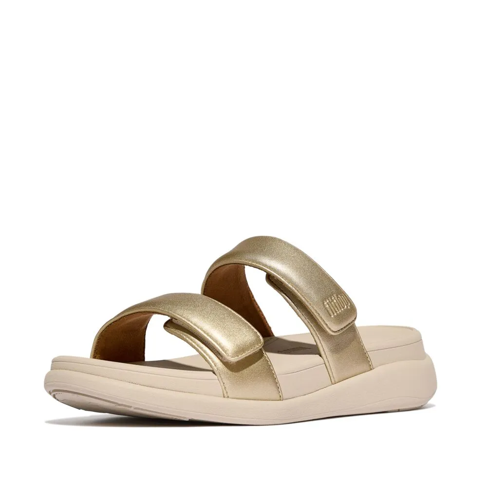 FitFlop F-Mode Go Adjustable Flatform Two Bar Slide Sandals - Platino