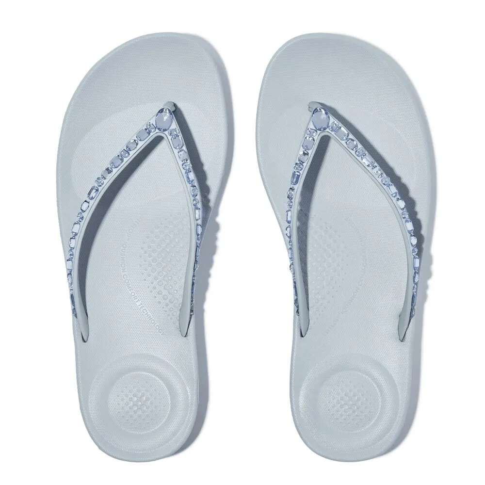 FitFlop Iqushion Multi Crystal Flip Flops Sandals - Quiet Blue