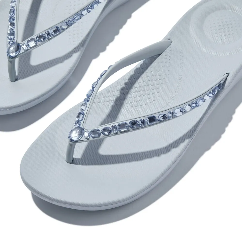 FitFlop Iqushion Multi Crystal Flip Flops Sandals - Quiet Blue