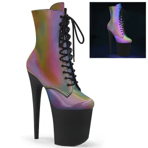 FLAMINGO-1020REFL 8 Inch Heel Rainbow  Stripper Platforms High Heels