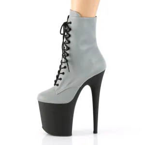 Flamingo 1020REFL Black Platform Reflective Upper- 8" High Heel Ankle Boots Direct