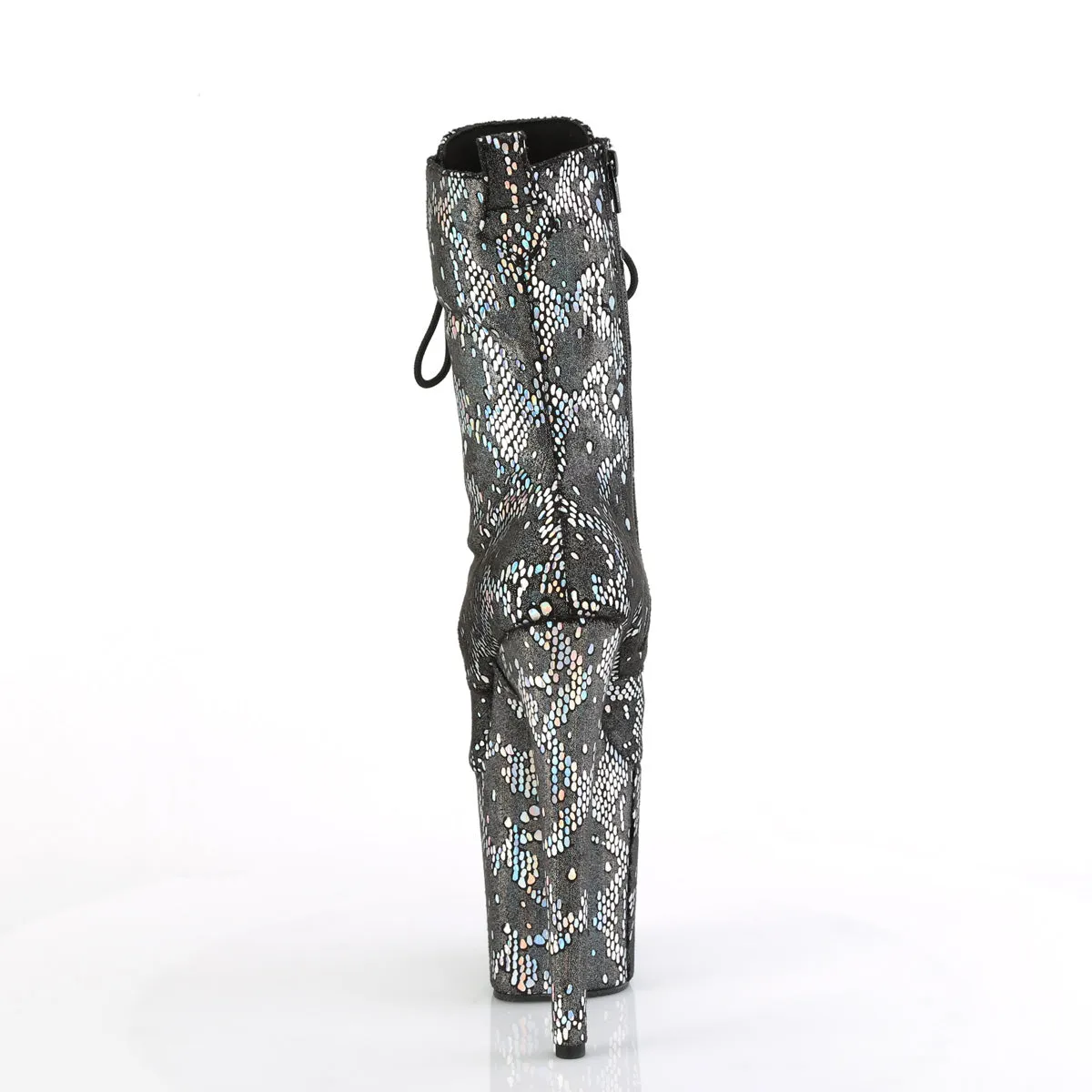 FLAMINGO-1040SPF Pleaser 8 Inch Heel Metallic Snake Print Ankle Boots