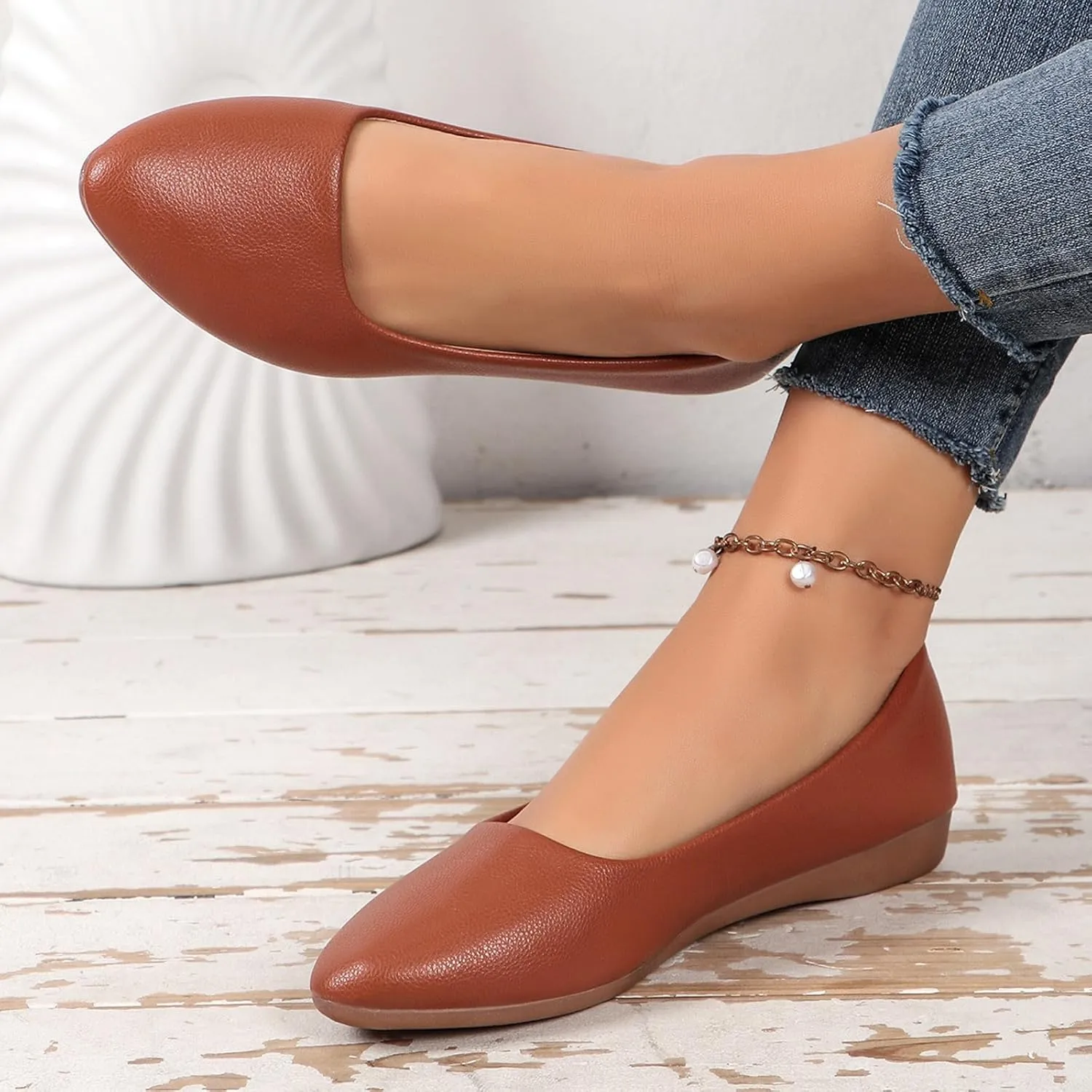 Flat Shoes for Women Pointed Toe Ballet Flats Comfort Slip On Loafers Business Casual Shoes Flat Dress Shoes