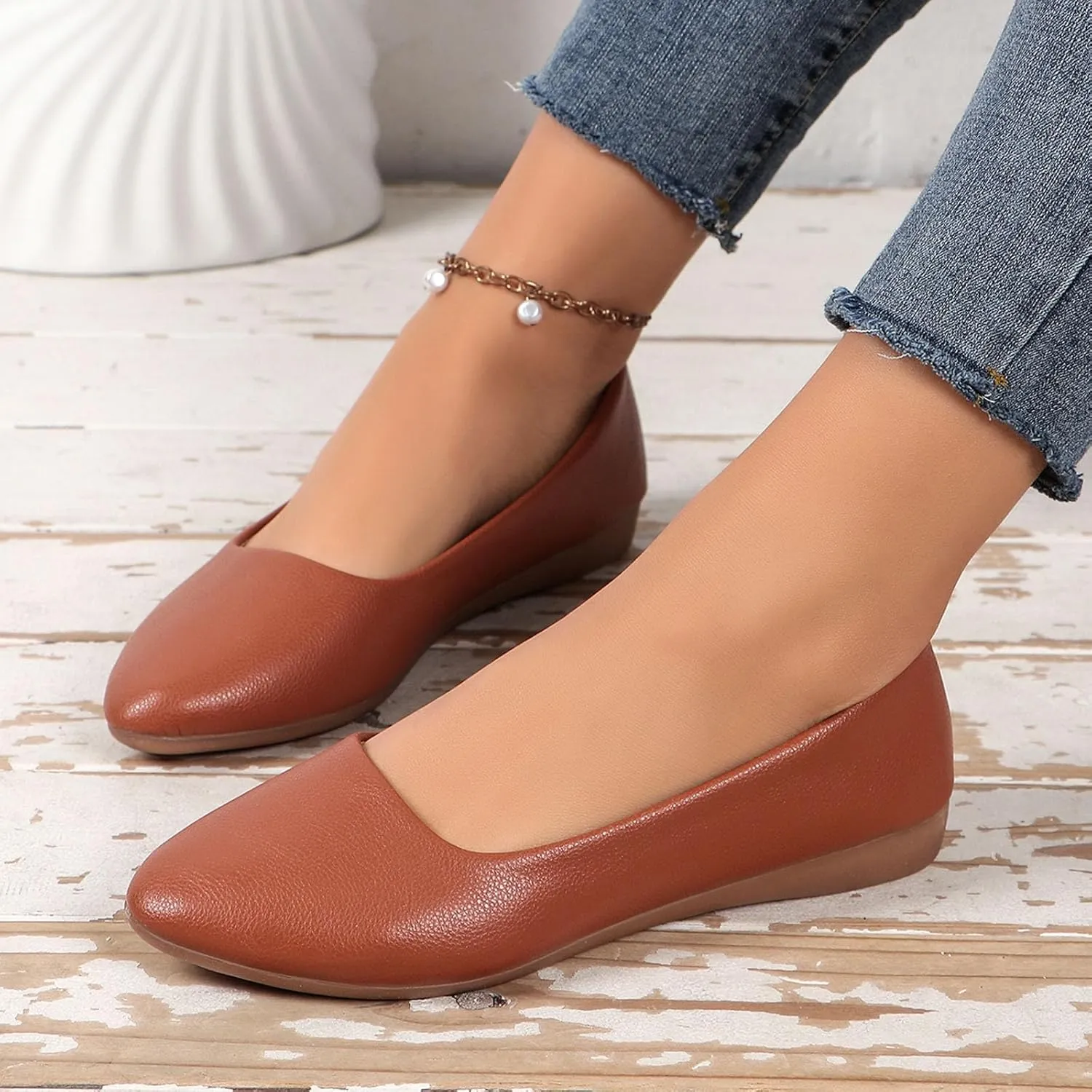 Flat Shoes for Women Pointed Toe Ballet Flats Comfort Slip On Loafers Business Casual Shoes Flat Dress Shoes