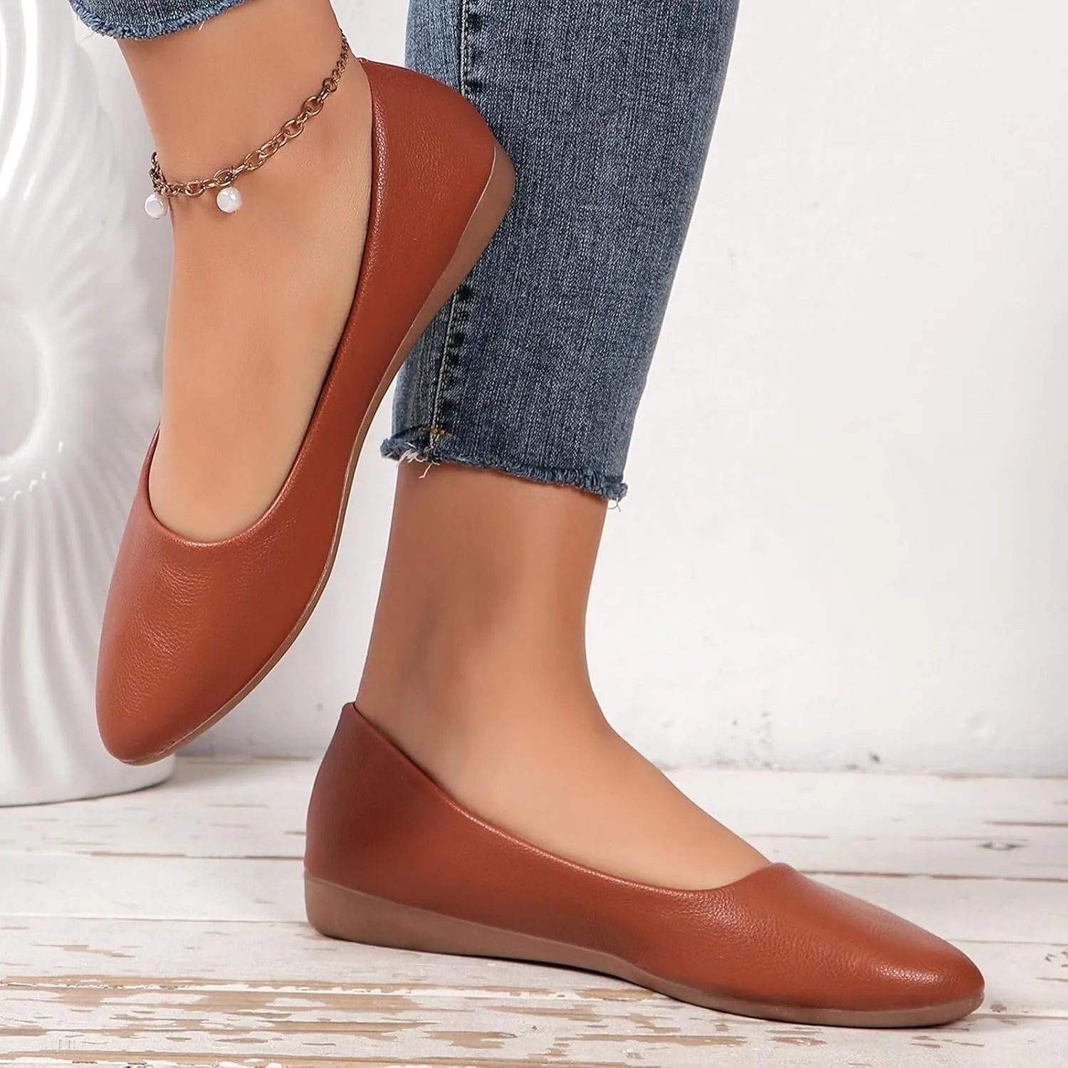 Flat Shoes for Women Pointed Toe Ballet Flats Comfort Slip On Loafers Business Casual Shoes Flat Dress Shoes