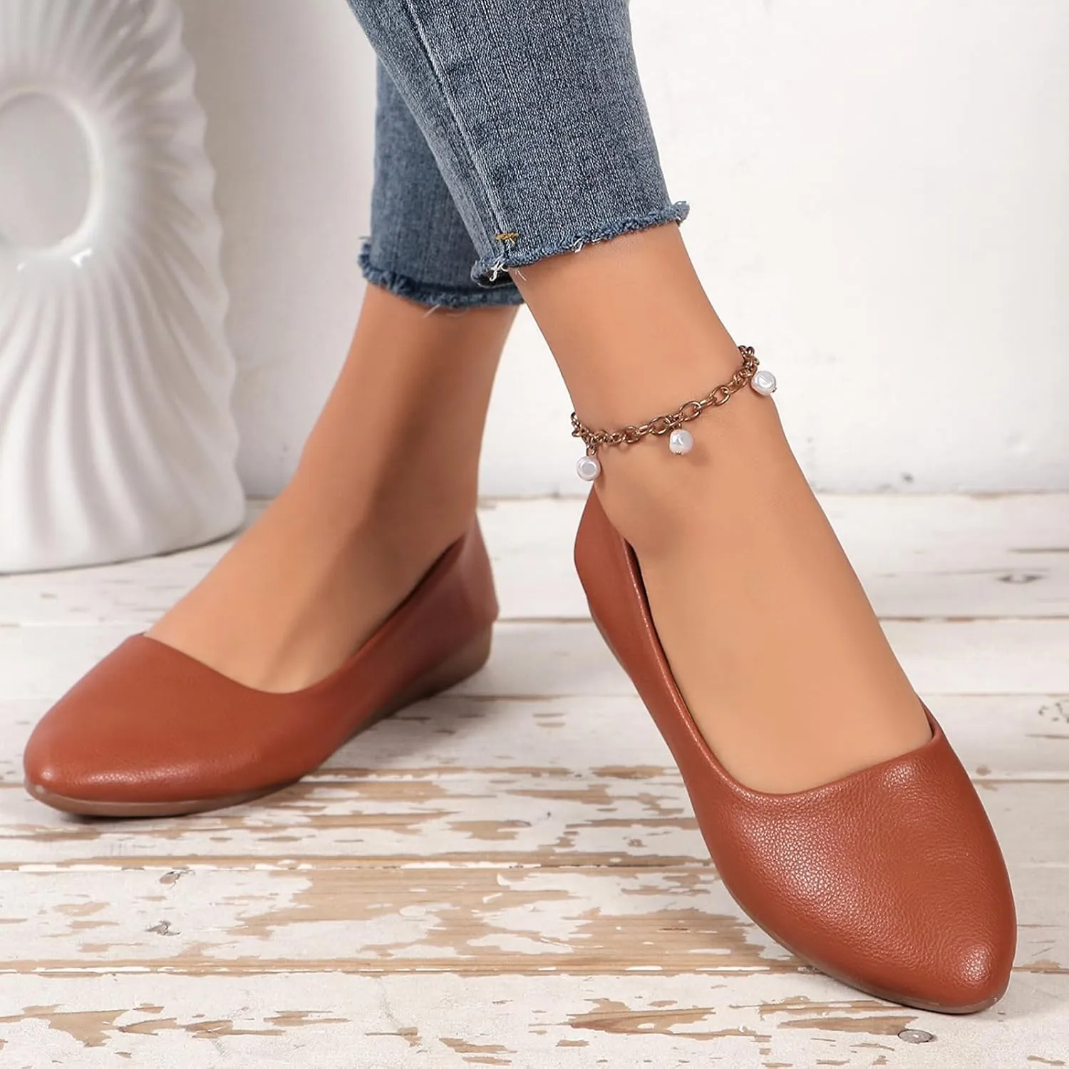 Flat Shoes for Women Pointed Toe Ballet Flats Comfort Slip On Loafers Business Casual Shoes Flat Dress Shoes