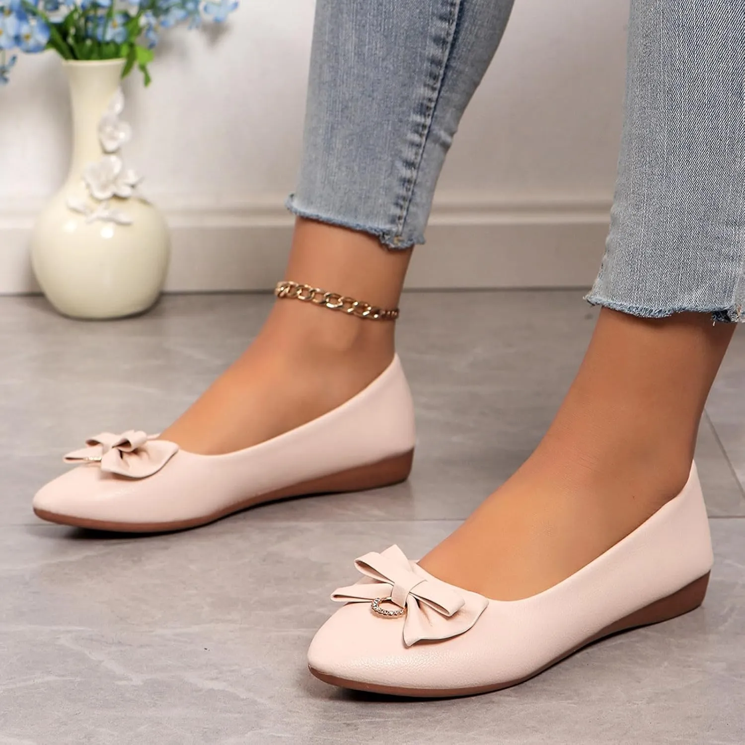 Flat Shoes for Women Pointed Toe Flats Slip On Loafers Leather Flats Ballet Flats Shoes for Work Office Business