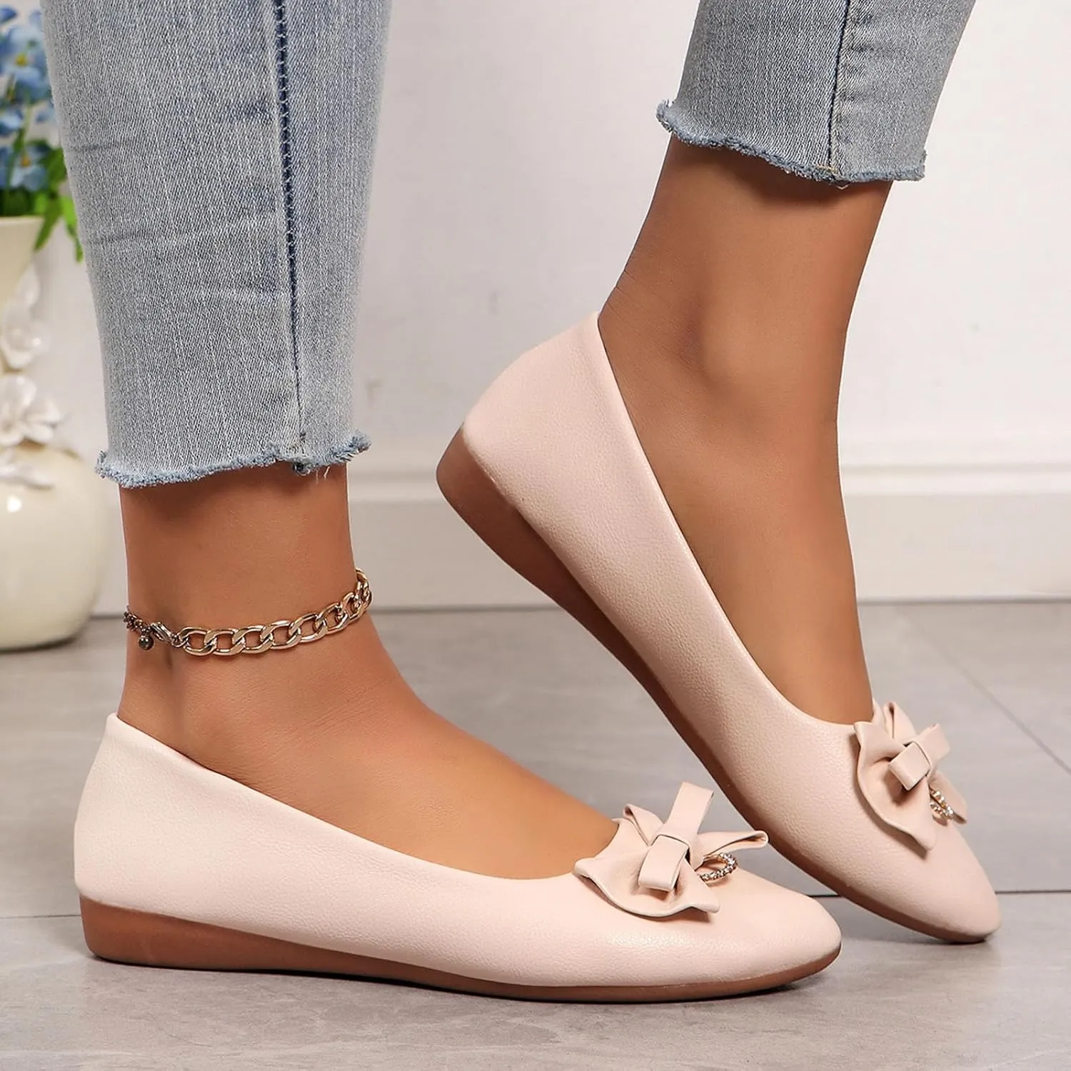 Flat Shoes for Women Pointed Toe Flats Slip On Loafers Leather Flats Ballet Flats Shoes for Work Office Business
