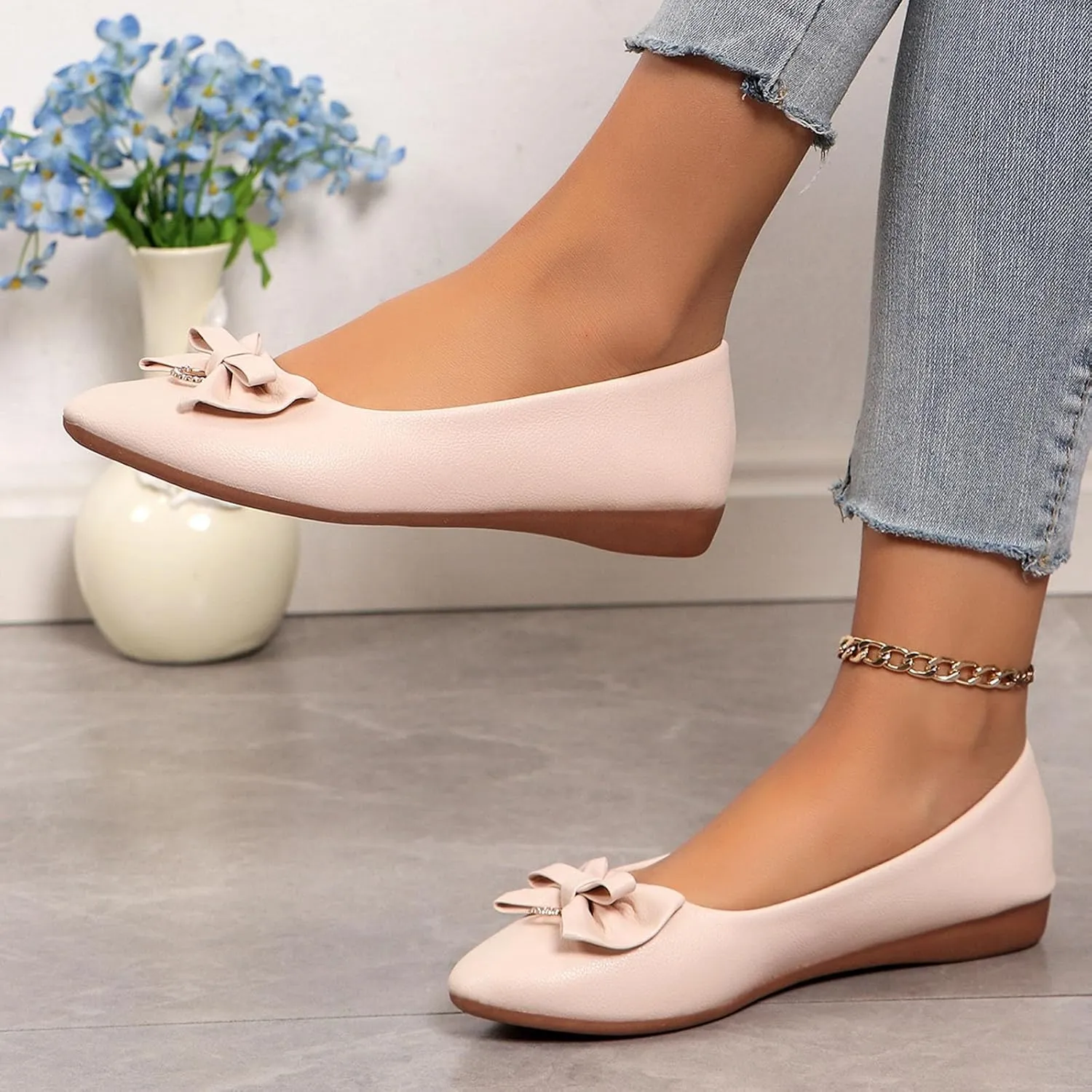 Flat Shoes for Women Pointed Toe Flats Slip On Loafers Leather Flats Ballet Flats Shoes for Work Office Business