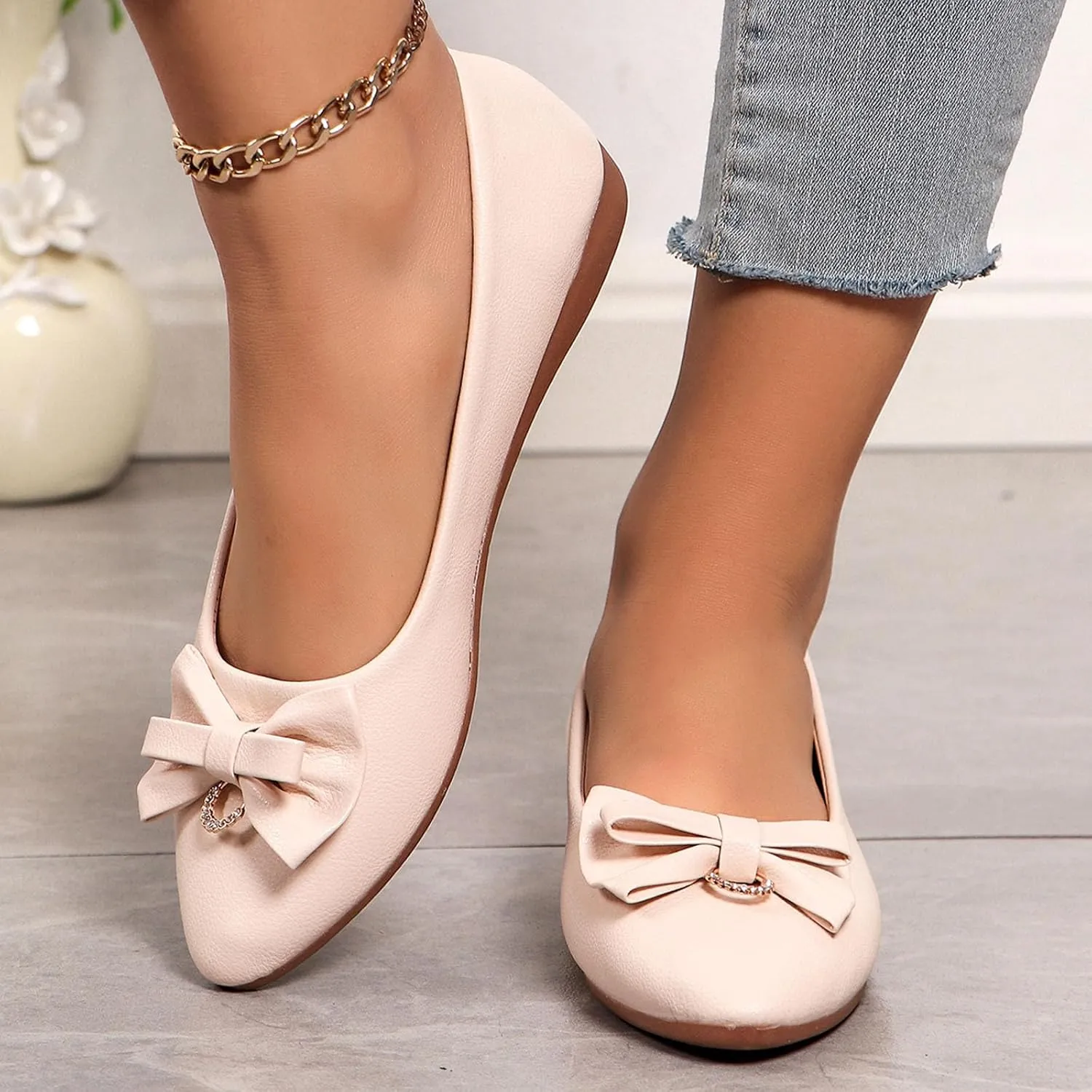 Flat Shoes for Women Pointed Toe Flats Slip On Loafers Leather Flats Ballet Flats Shoes for Work Office Business