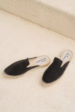 Flat Suede Mules | Black