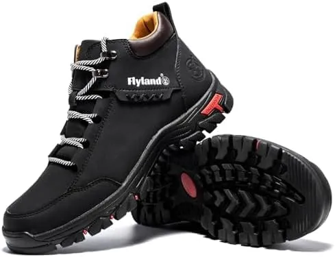 FLYLAND Men's Casual Leather Shoes Chukka Ankle Boots Handmade Fashion Shoes Non Slip Breathable Comfortable Mid Top for Driving Walking Outdoor