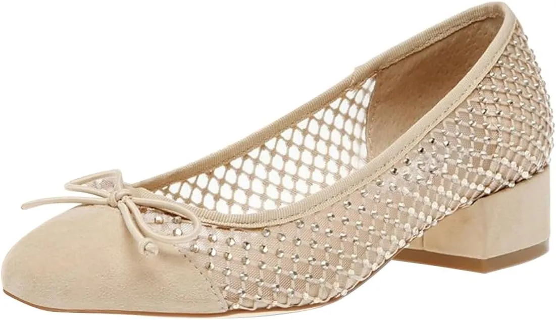 FOWT Women Square Toe Slip On Bowknot Pumps Retro Block Low Heel Moccasins Comfy Daily Casual Shopping Outdoor Street Dress Shoes Size 4-16 US