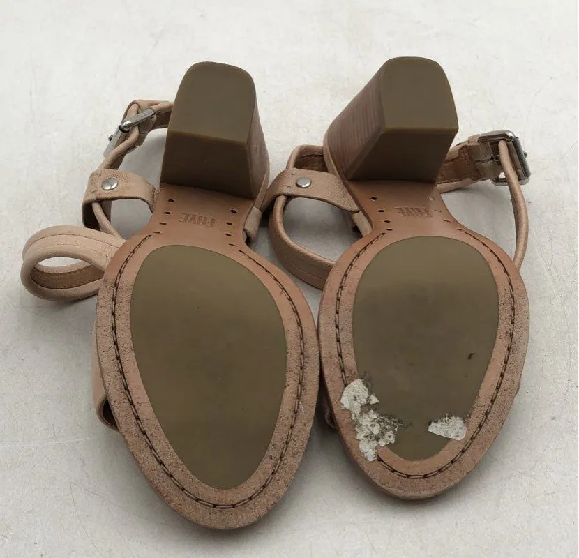 Frye Women's Beige Open Toe Block Heel Criss Cross Strappy Sandals - Size 6.5 M