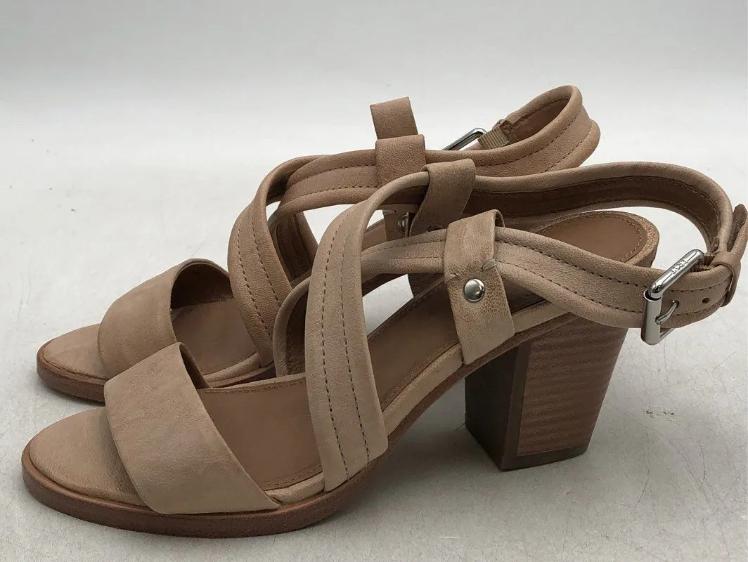 Frye Women's Beige Open Toe Block Heel Criss Cross Strappy Sandals - Size 6.5 M