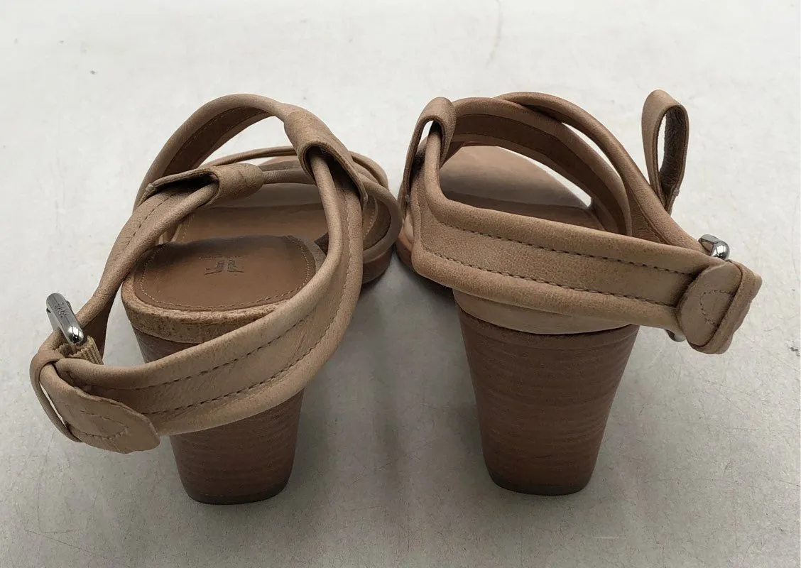 Frye Women's Beige Open Toe Block Heel Criss Cross Strappy Sandals - Size 6.5 M