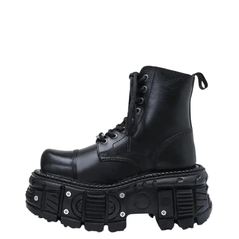 Funki Buys | Boots | Women's Leather Dark Punk Lace Up Boot