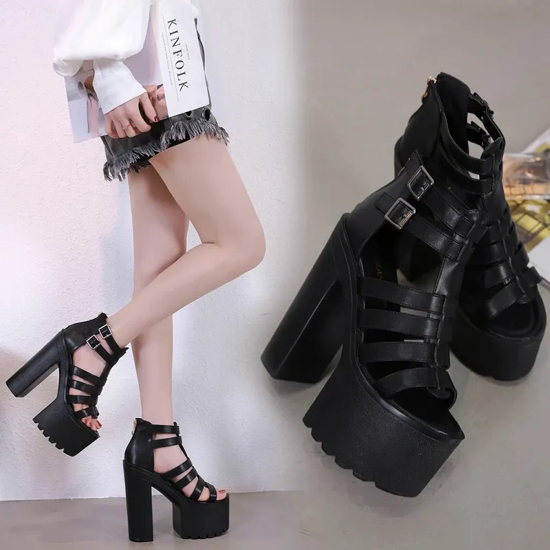 Funki Buys | Shoes | Women's Goth Open Toe Platform Sandals
