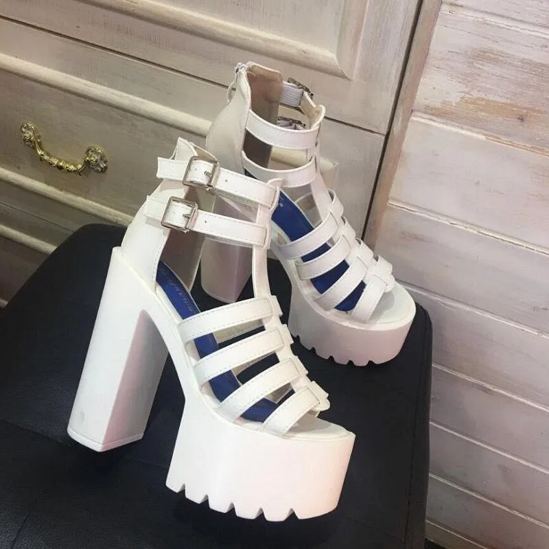 Funki Buys | Shoes | Women's Goth Open Toe Platform Sandals