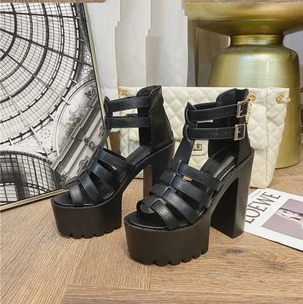 Funki Buys | Shoes | Women's Goth Open Toe Platform Sandals