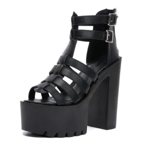 Funki Buys | Shoes | Women's Goth Open Toe Platform Sandals