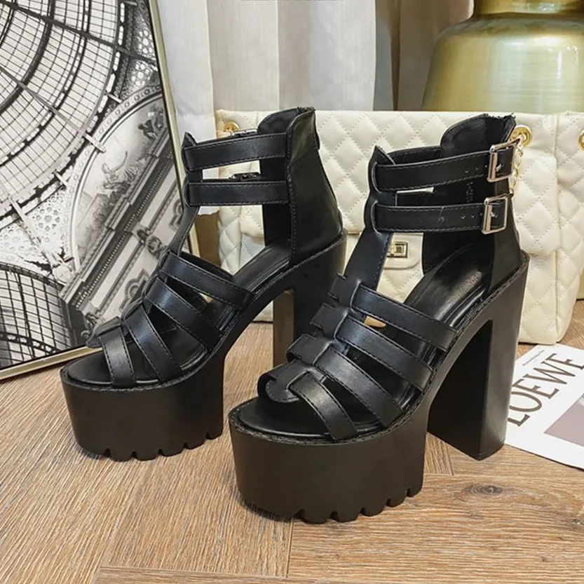 Funki Buys | Shoes | Women's Goth Open Toe Platform Sandals