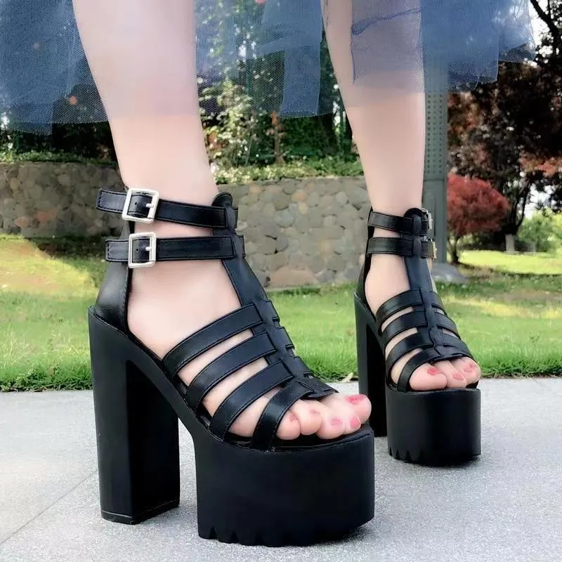 Funki Buys | Shoes | Women's Goth Open Toe Platform Sandals