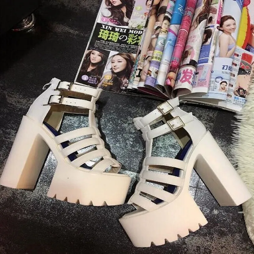 Funki Buys | Shoes | Women's Goth Open Toe Platform Sandals