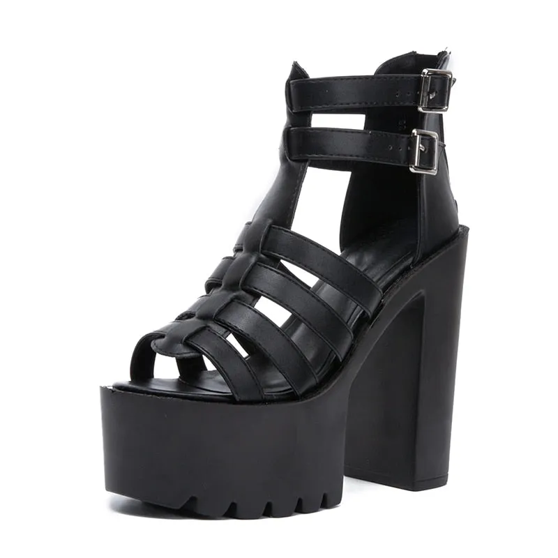 Funki Buys | Shoes | Women's Goth Open Toe Platform Sandals