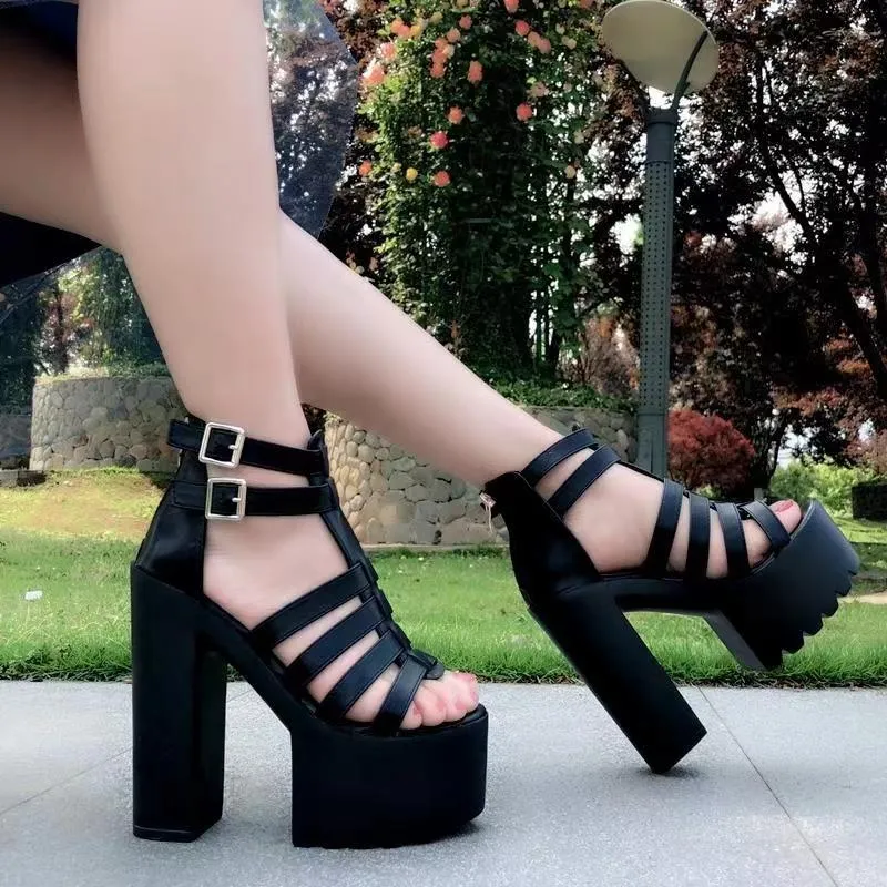 Funki Buys | Shoes | Women's Goth Open Toe Platform Sandals