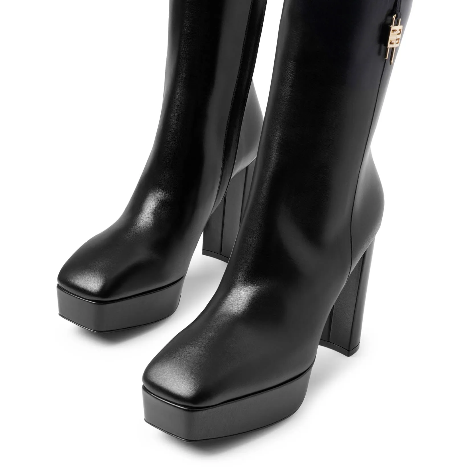 G Lock black platform ankle boots