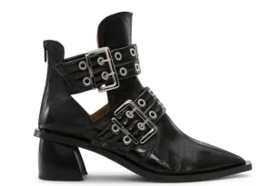 Ganni Chunky Buckle Open Cut Boots