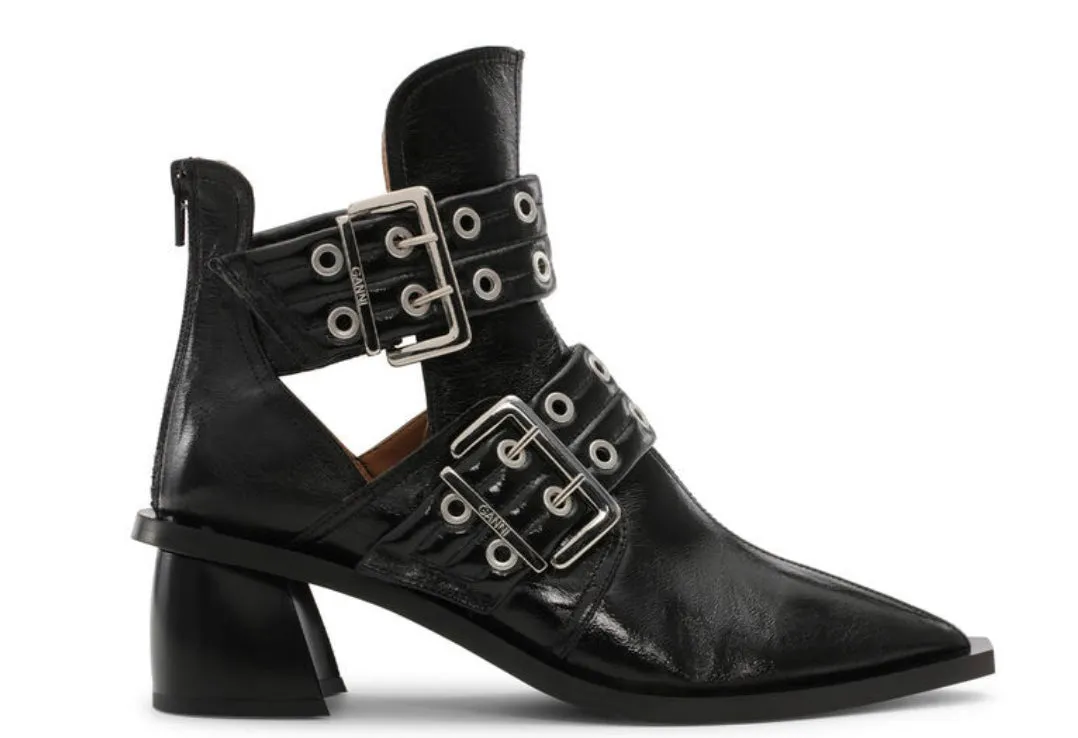 Ganni Chunky Buckle Open Cut Boots