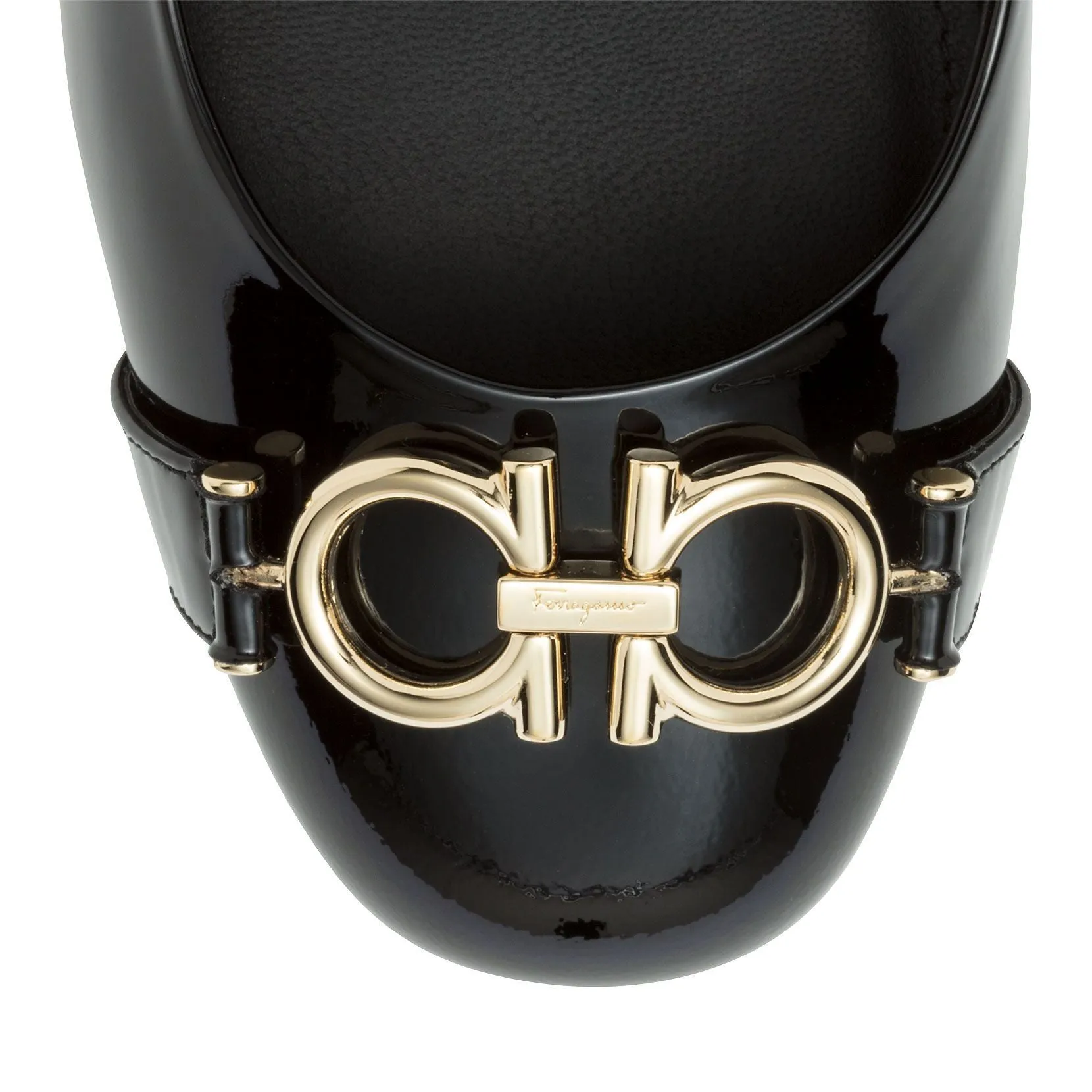 Garda black patent gancini pumps