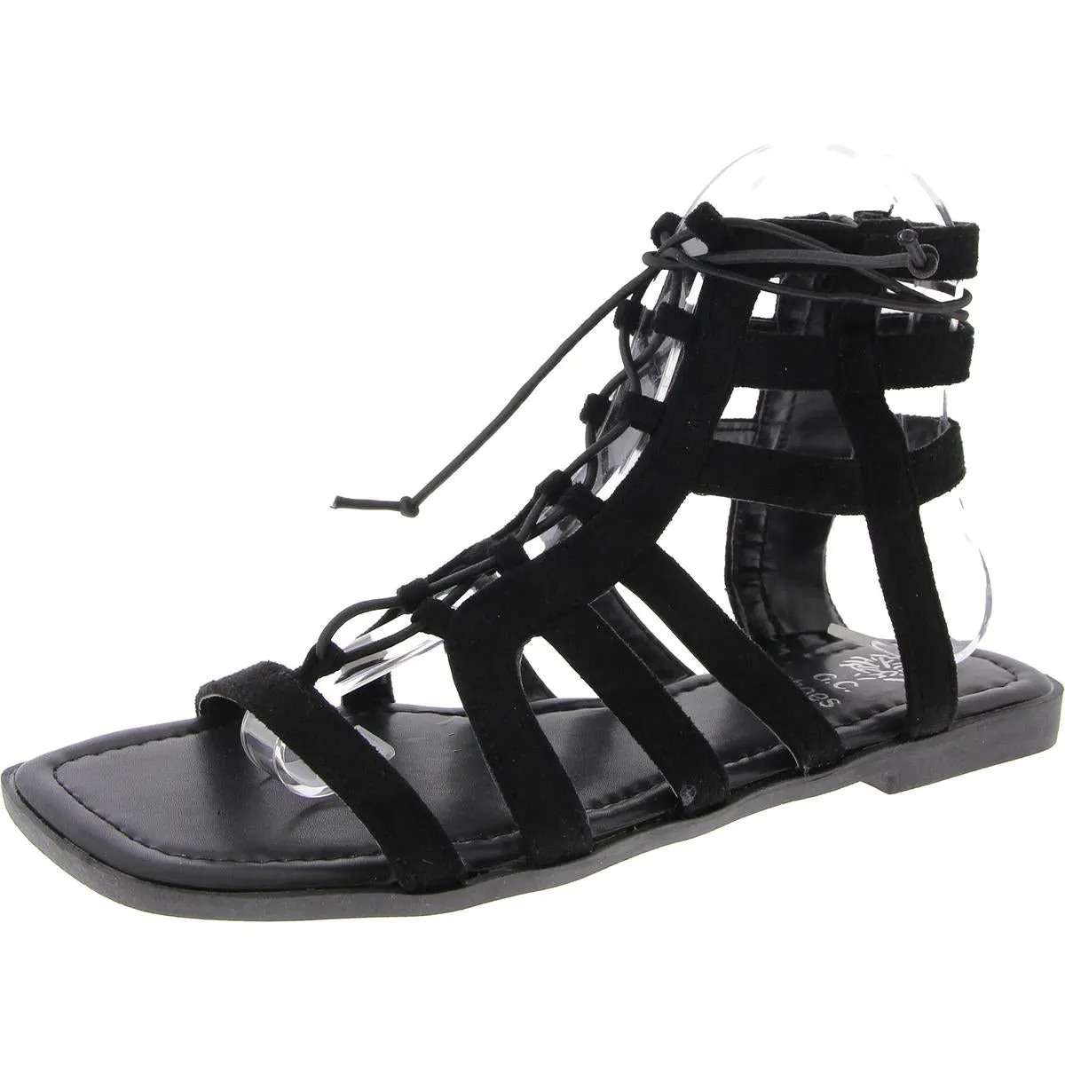 GC Shoes Womens Lace Up Square Toe Gladiator Sandals