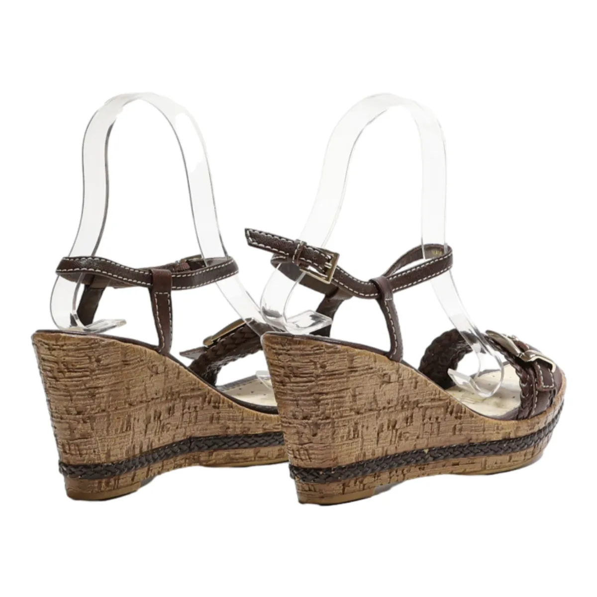 GEOX RESPIRA Wedge Heels Brown Leather Womens UK 2