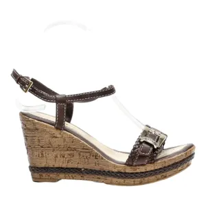 GEOX RESPIRA Wedge Heels Brown Leather Womens UK 2