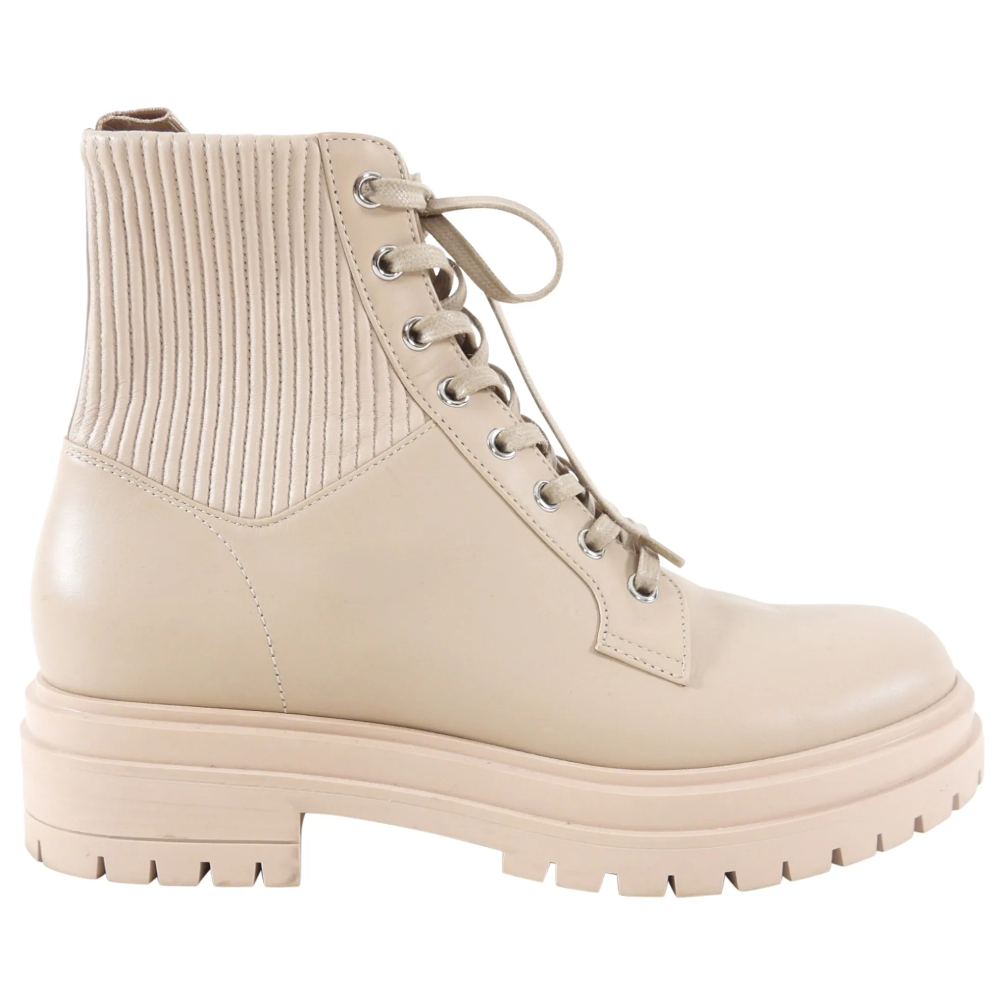 Gianvito Rossi Beige Martis 20 Leather Combat Boots - 40