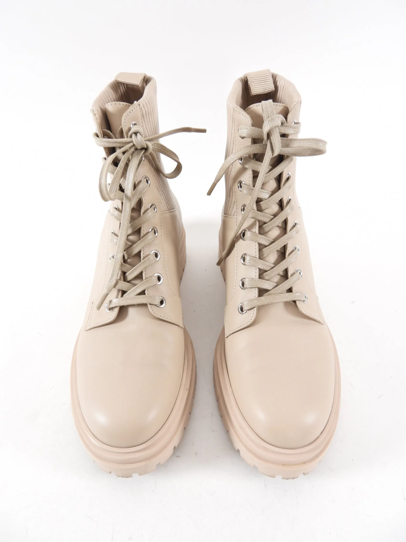 Gianvito Rossi Beige Martis 20 Leather Combat Boots - 40